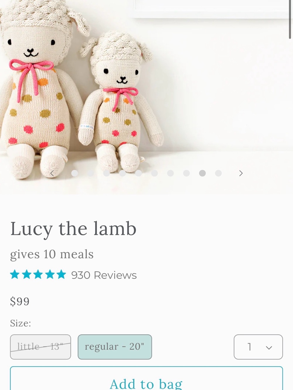 Lucy the Lamb Plush Toy - Cream with Pink & Gold Dots